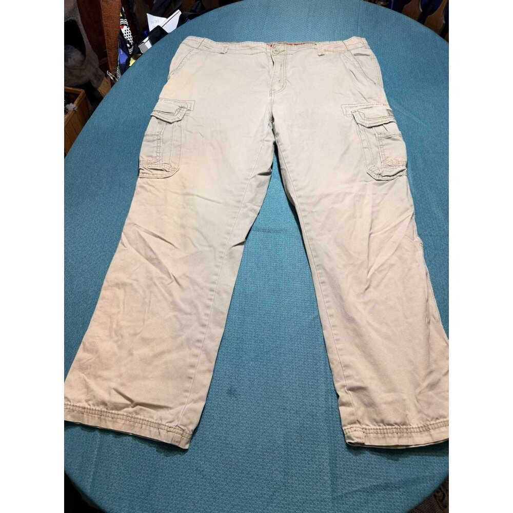 Unionbay Mens Cargo Pants 44X32 Beige Cotton Casual Relaxed Fit